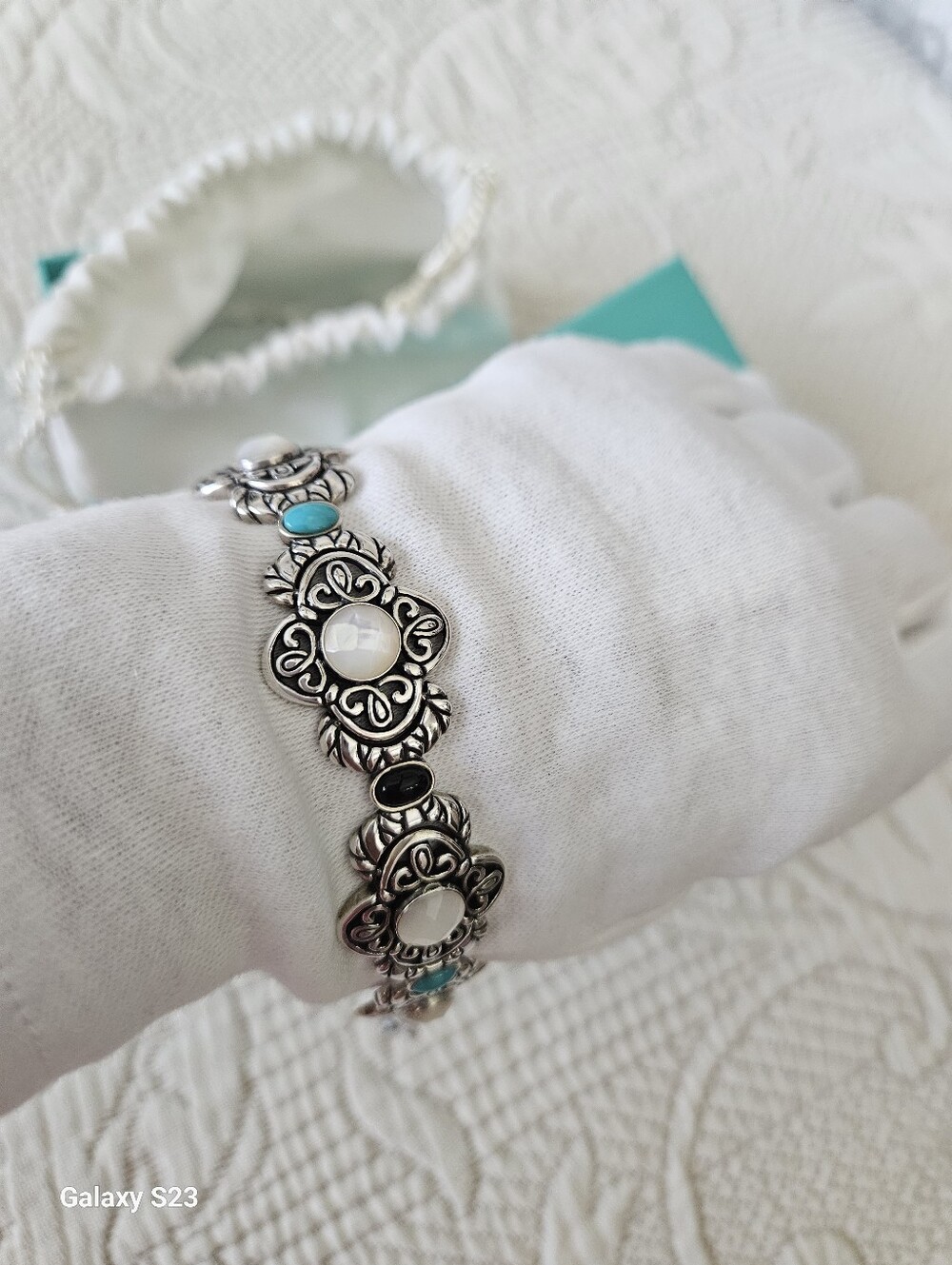 Carolyn Pollack Sterling Silver RARE Gemstone Bracelet